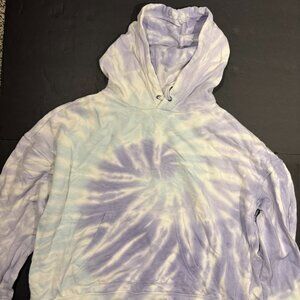 Chaps Women’s Cropped Tie-Dye Sweatshirt – Purple & Blue, Size M
